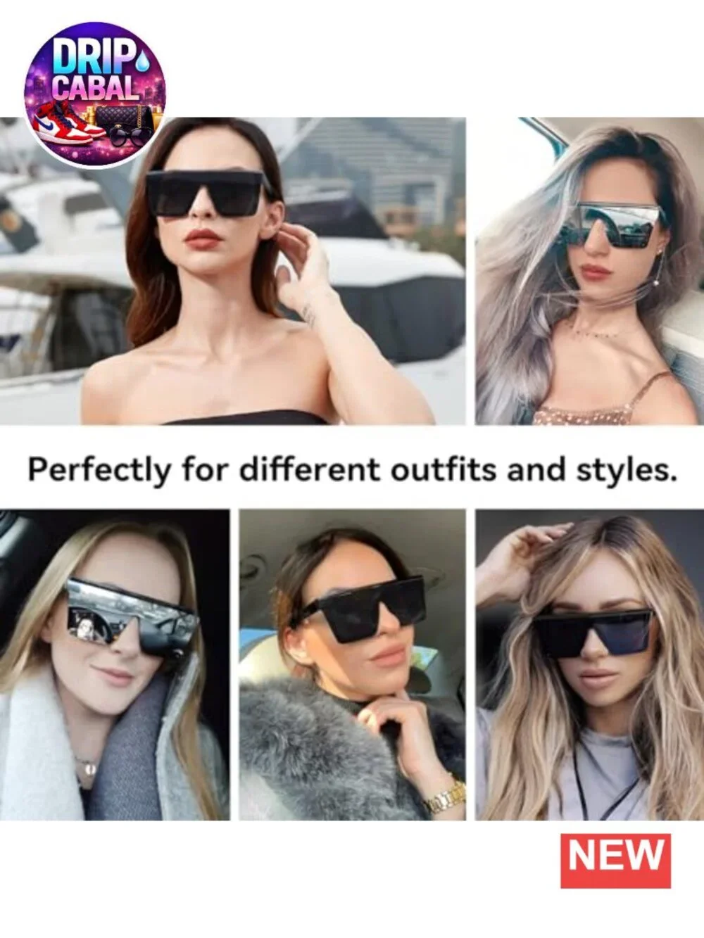 Oversized Square Sunglasses UV400 Retro Flat Top Shades for Women Men